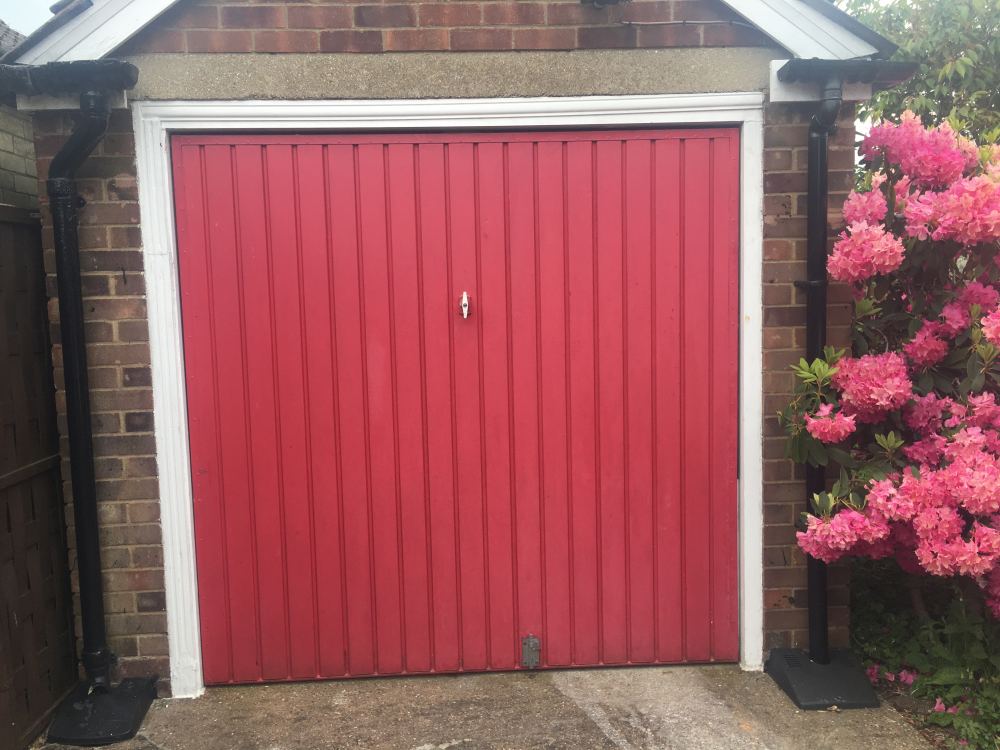 After: the same door closed and square